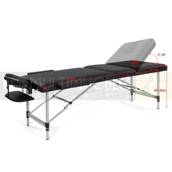 Camilla para masaje de aluminio reclinable MOD 1220