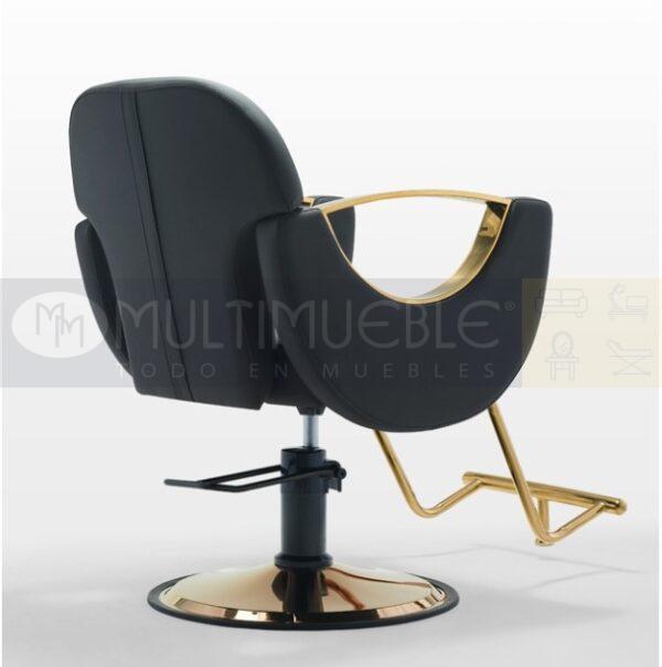 Silla de estilista reclinable dorado/negro respaldo redondo MOD 1220